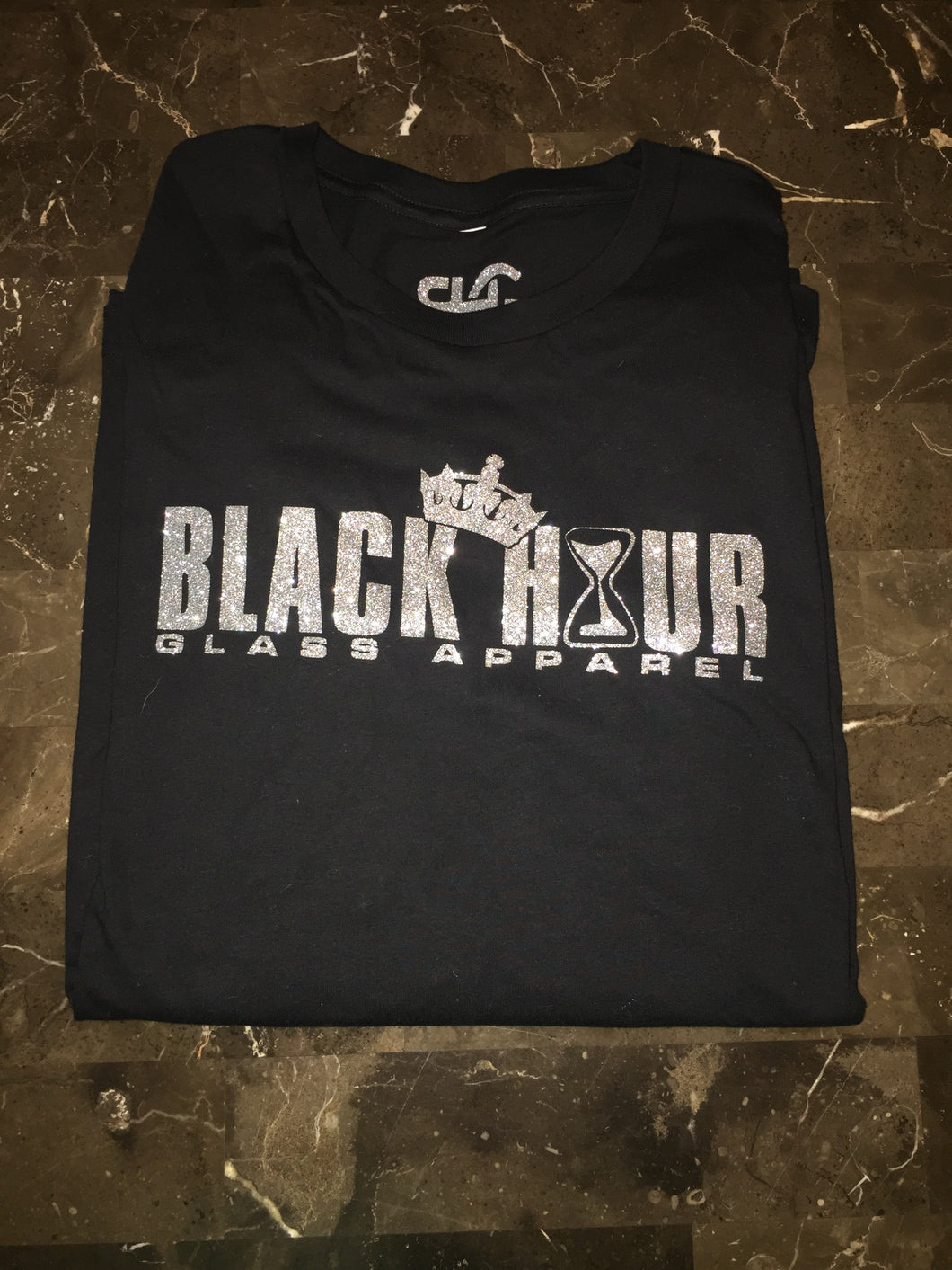 Long Sleeve TShirt with Silver Glitter Crown Logo
